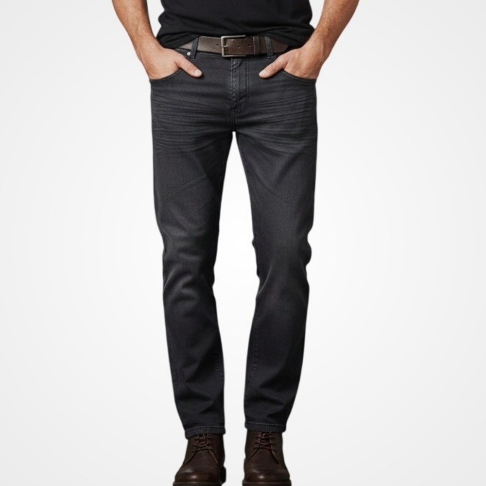Division E Mens Dakota Slim Jeans Size 33 Black Straight Dark‎ Wash Stretch